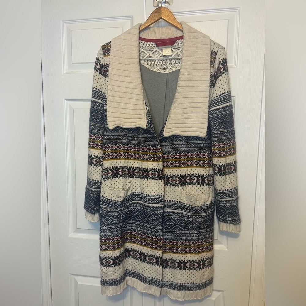 E by Eloise Fair Isle Cozy Long Sweater M/L *READ*